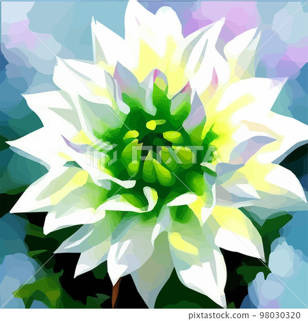 dahlia. Close-up. Spring flowers. , dahlia bud close-up. Multicolored image. Decor. Element. Vector illustration. Realistic close-up view, detailed petals dahlia. Close-up. Spring flowers. , dahlia bud close-up. Multicolored image. Decor. Element. Vector illustration. Realistic close-up view, detailed petals 98030320