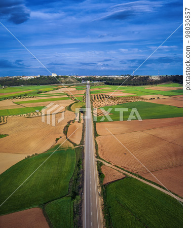 Aerial roads and paths. Colourful Country road. 98030857