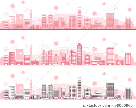 Cherry blossoms Hanami big city background material Cherry blossoms Hanami big city background material 98030903