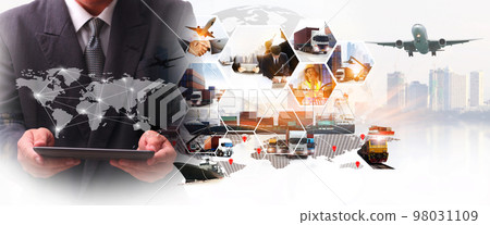 The world logistics  background or transportation Industry or shipping business, Container Cargo  shipment , truck delivery, airplane , import export Concept 98031109