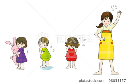 憤怒的女人和受驚的孩子母親和孩子...... 98031157