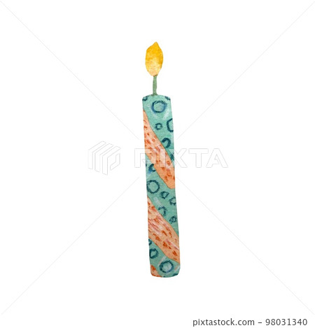 Candle blue coral textured birthday a watercolor  98031340