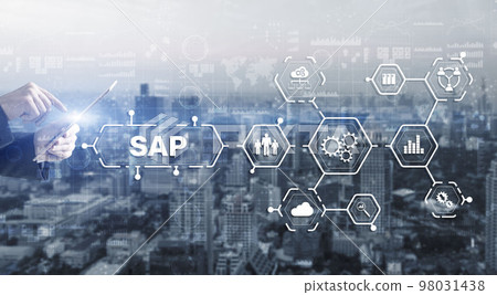 SAP Intelligent Robotic Process Automation. System Software Automation concept on futuristic virtual screen 98031438