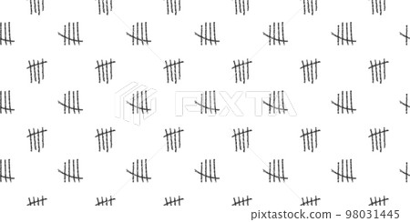 Charcoal tally marks seamless pattern. Number 5 symbols background. Day counting signs on prison wall. Scrapbooking or wrapping paper, fabric print, cloth design 98031445