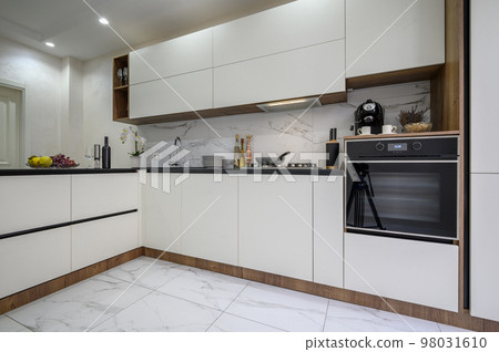Large white and black luxury kitchen interior 98031610
