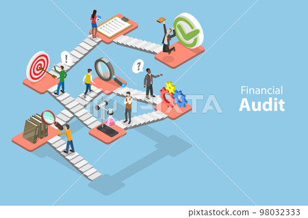 3D Isometric Flat Vector Conceptual Illustration of Business Audit 98032333