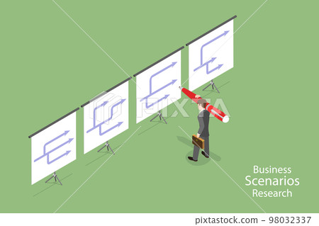 3D Isometric Flat Vector Conceptual Illustration of Business Scenario 98032337