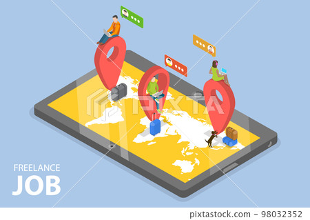 3D Isometric Flat Vector Conceptual Illustration of Freelancer Job 3D Isometric Flat Vector Conceptual Illustration of Freelancer Job 98032352