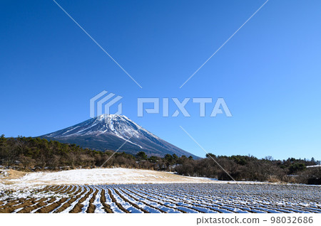 富士金的鄉村和富士山的絕景,冬天的風景 富士金的鄉村和富士山的絕景,冬天的風景 98032686