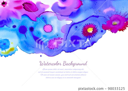 Multicolored splash watercolor paint blot - template for your designs. Blue and purple colored Multicolored splash watercolor paint blot - template for your designs. Blue and purple colored 98033125