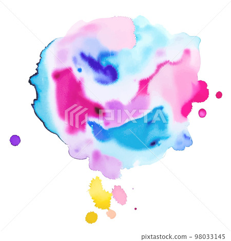 Multicolored splash watercolor paint blot - element for your designs. Blue and pink colored, abstract background 98033145