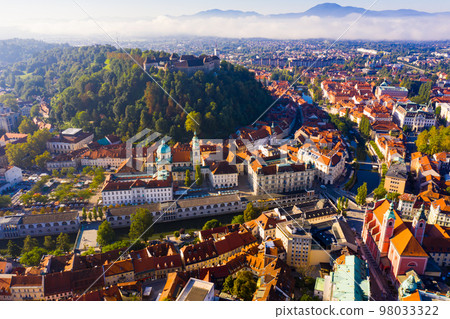 Ljubljana green cityscape aerial view 98033322