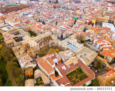 View from drone of Pamplona, Spain View from drone of Pamplona, Spain 98033351