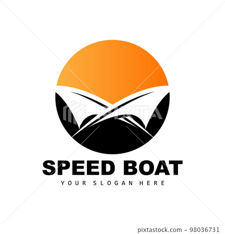 Speed Boat Logo, Fast Cargo Ship Vector, Sailboat, Design For Ship Manufacturing Company, Waterway Shipping, Marine Vehicles, Transportation 98036731