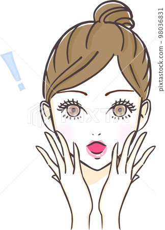 Illustration of a surprised and surprised young woman Illustration of a surprised and surprised young woman 98036831