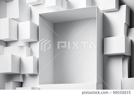 abstract 3d background with white boxes copy space 98038835