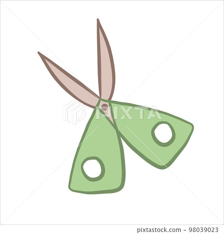 Scissors sewing element. Vector illustration on the theme of sewing. Scissors sewing element. Vector illustration on the theme of sewing. 98039023