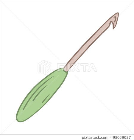 Vector illustration colored in doodle style crochet hook for knitting handwork Vector illustration colored in doodle style crochet hook for knitting handwork 98039027