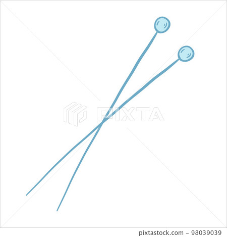 Vector illustration in doodle style. Knitting needles Vector illustration in doodle style. Knitting needles 98039039