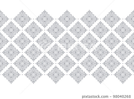 Wallpaper in the style of Baroque. Seamless vector background. White and gray floral ornament. Graphic pattern for fabric, wallpaper, packaging. Ornate Damask flower ornament. Wallpaper in the style of Baroque. Seamless vector background. White and gray floral ornament. Graphic pattern for fabric, wallpaper, packaging. Ornate Damask flower ornament. 98040268