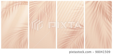 Palm leaves shadow overlay on beige background 98041509
