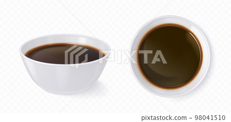 Realistic white bowl with soy sauce 98041510