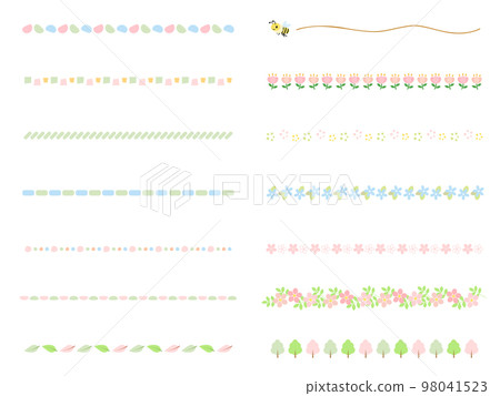 Illustration set of cute decorative borders in colorful spring colors Illustration set of cute decorative borders in colorful spring colors 98041523