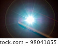 LED Flash or Flashlight of a Smartphone on black background 98041855