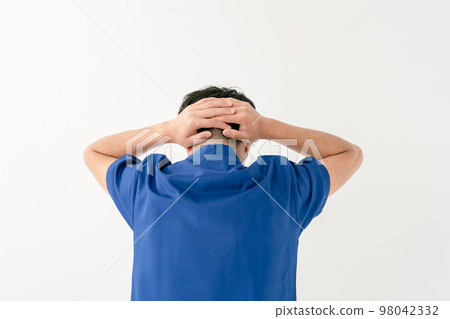 Doctor worried medical back view Doctor worried medical back view 98042332