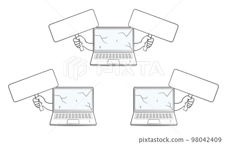 Set of old laptops with square boards Set of old laptops with square boards 98042409