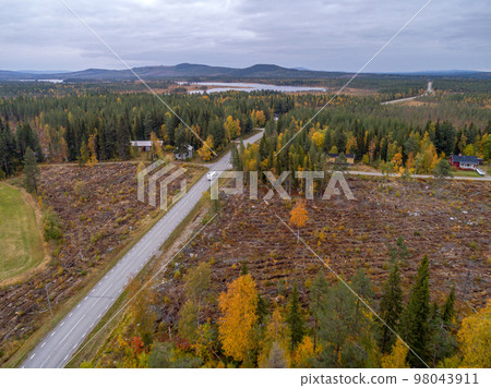 drone footgage Car Camping Caravan driving road lake Swedish Lapland fall ruska colors National Park Sweden drone footgage Car Camping Caravan driving road lake Swedish Lapland fall ruska colors National Park Sweden 98043911