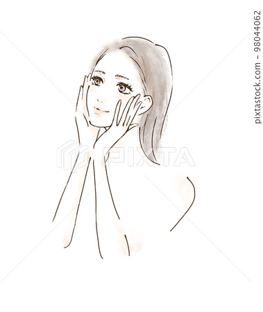 Illustration of a woman doing skin care Bright smile Illustration of a woman doing skin care Bright smile 98044062