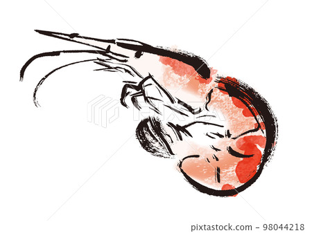 蝦日式畫筆繪圖插圖 98044218