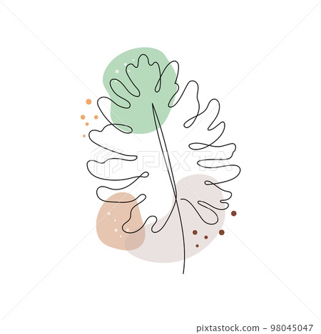Line art monstera plant leaf. Minimal... - Stock Illustration [98045047] -  PIXTA