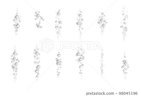 Oxygen air bubbles  flow  in water on white  background. 98045196