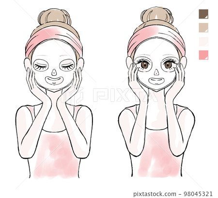 一個女人臉上戴著床單包的插圖 一個女人臉上戴著床單包的插圖 98045321