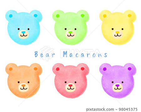 A set of colorful bear macaroons with expressions 98045375