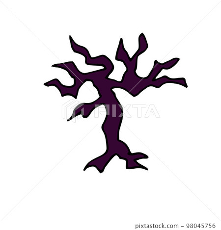 Doodle scary bare purple Tree. Vector Halloween illustration 98045756