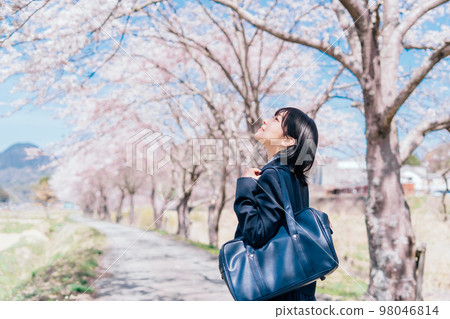 Cherry blossoms and high school students 98046814