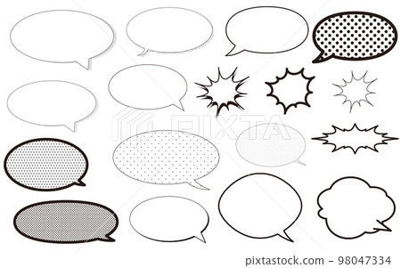 speech bubble set. Material collection. Illustration parts. Patterns and dashed lines. speech bubble set. Material collection. Illustration parts. Patterns and dashed lines. 98047334
