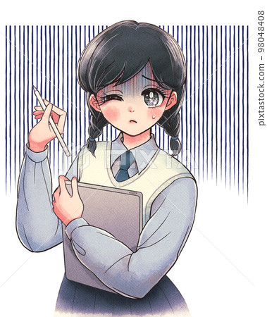 Shoujo manga touch, high school girl who doesn't get into studying, tablet learning 98048408