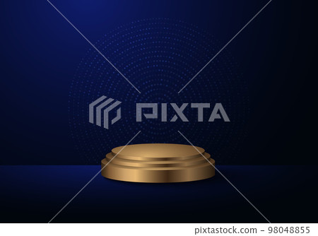 Abstract techno futurisitc cyber stage of blue digital circles halftone.  98048855