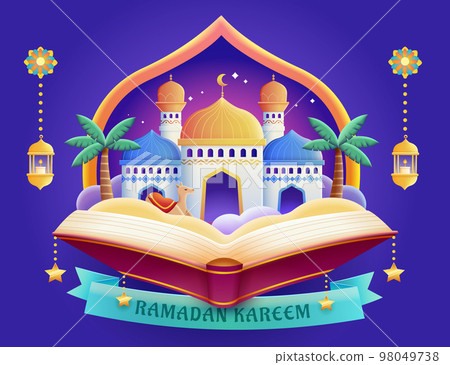 Creative Ramadan greeting card Creative Ramadan greeting card 98049738