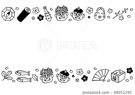 Hand-drawn Setsubun illustration frame Hand-drawn Setsubun illustration frame 98051295