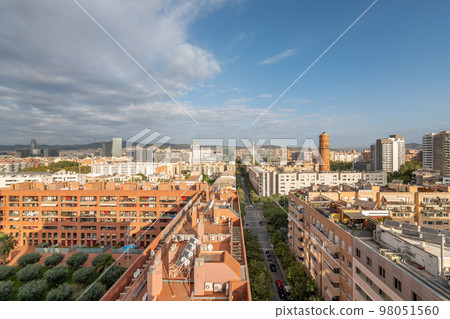 A view of area of Poblenou, old industrial district converted into new modern neighbourhood in coastal zone of Barcelona, Spain A view of area of Poblenou, old industrial district converted into new modern neighbourhood in coastal zone of Barcelona, Spain 98051560
