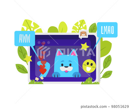 Viral blog content get a lot of likes and views, vector illustration isolated. 98051629