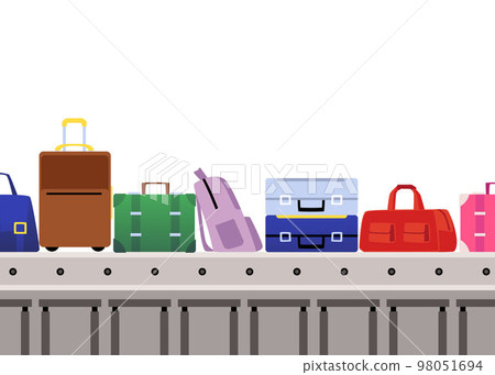 Luggage airport carousel with suitcases and bags flat style Luggage airport carousel with suitcases and bags flat style 98051694