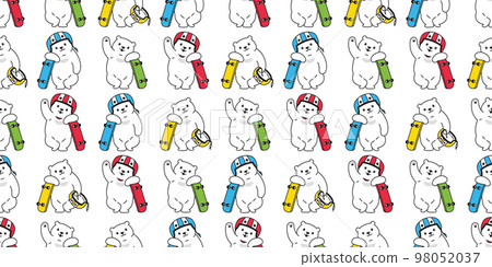 bear seamless pattern polar skateboard skating vector teddy extreme sport cartoon gift wrapping paper tile background repeat wallpaper scarf isolated doodle illustration design 98052037