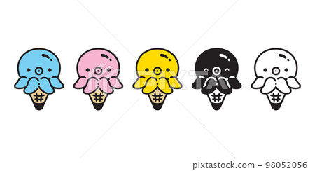 Octopus vector icon fish squid ice cream cone cartoon character symbol illustration design 98052056