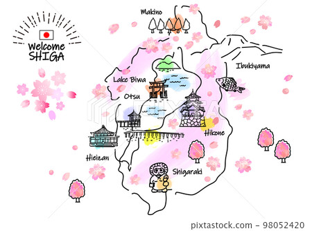 春季滋賀縣旅遊景點簡筆劃插圖圖 春季滋賀縣旅遊景點簡筆劃插圖圖 98052420